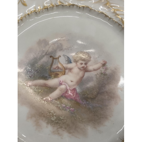 269 - A PAIR OF LIMOGES HANDPAINTED CABINET PLATES, ONE A/F