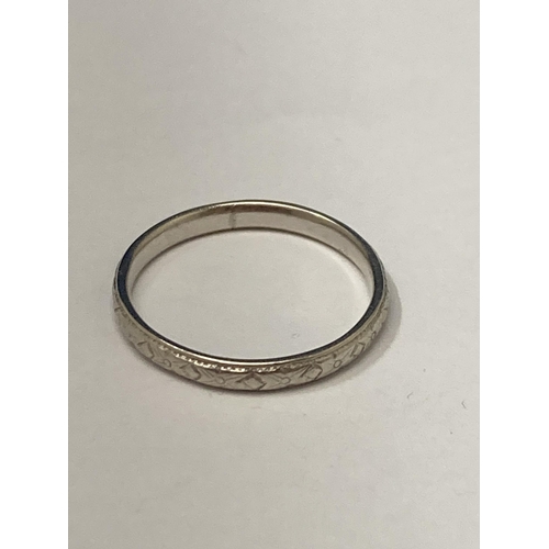 508 - A MARKED PLATINUM WEDDING BAND SIZE M/N GROSS WEIGHT 2.81 GRAMS