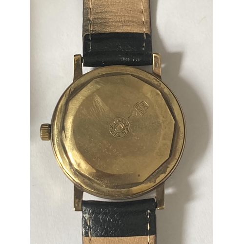 512 - A ROAMER LIMELIGHT AUTOMATIC MARKED 9 CARAT GOLD GENTS WRIST WATCH WITH LEATHER STRAP SEEN WORKING B... 