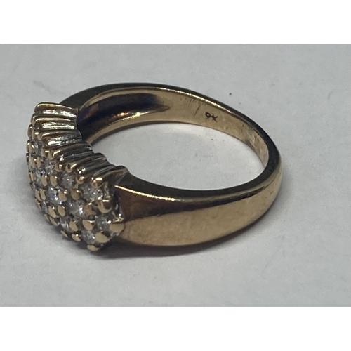 520 - A MARKED 9K RING WITH 19 DIAMONDS SIZE J/K GROSS WEIGHT 3.9 GRAMS IN A PRESENTATION BOX