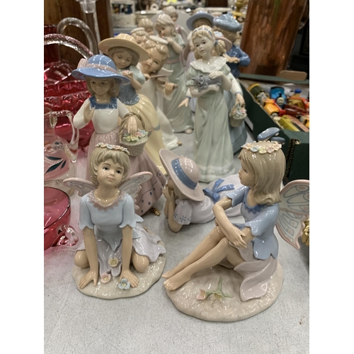 108 - A LARGE COLLECTION OF 15 FIGURINES TO INCLUDE ANGELS AND FAIRIES, LEONARDO, ETC