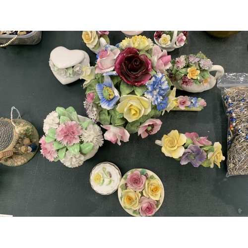 148 - A QUANTITY OF VINTAGE FINE BONE CHINA POSIES TO INCLUDE JON ANTON, ADDERLEY, CROWN STAFFORD, RAD NOR... 