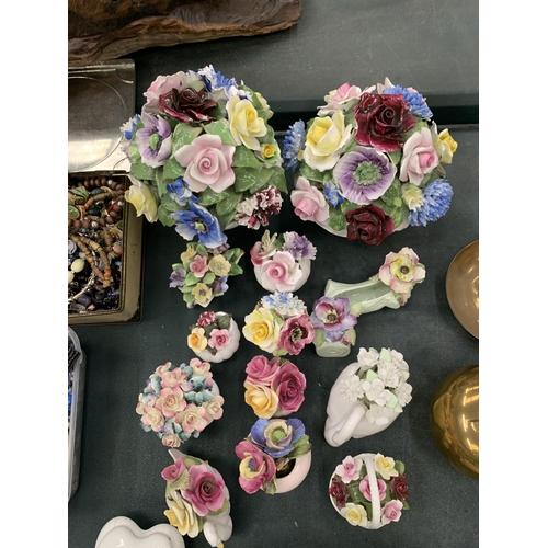 148 - A QUANTITY OF VINTAGE FINE BONE CHINA POSIES TO INCLUDE JON ANTON, ADDERLEY, CROWN STAFFORD, RAD NOR... 