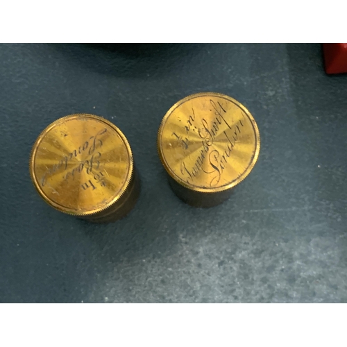 155 - A PAIR OF VICTORIAN BRASS MIRCOSCOPE LENSES - ROSS OF LONDON AND JAMES SWIFT OF LONDON