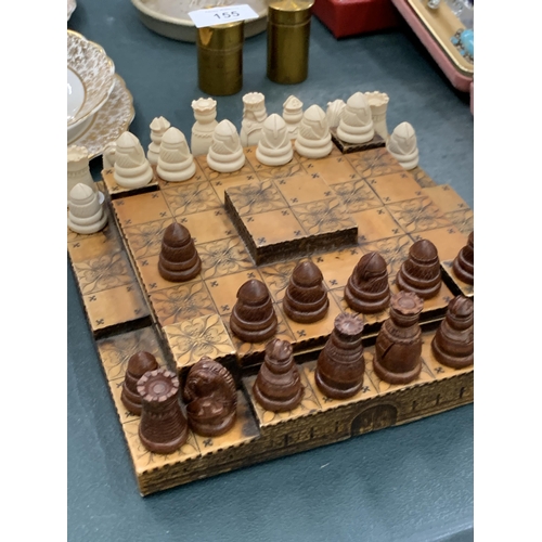 156 - A VERY UNUSUAL HANDMADE VINTAGE CHESS SET