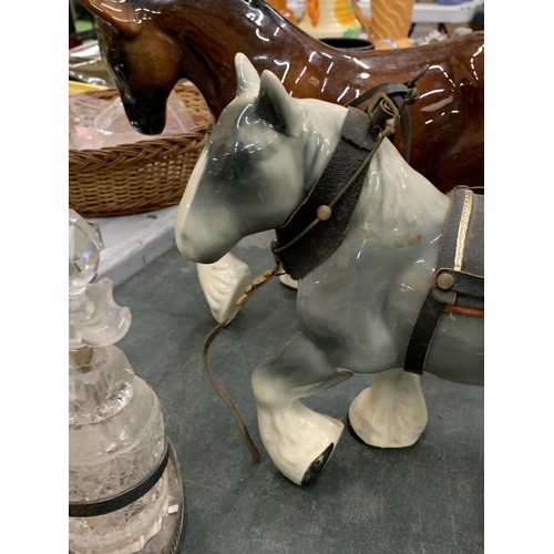 185 - TWO CERAMIC SHIRE HORSES