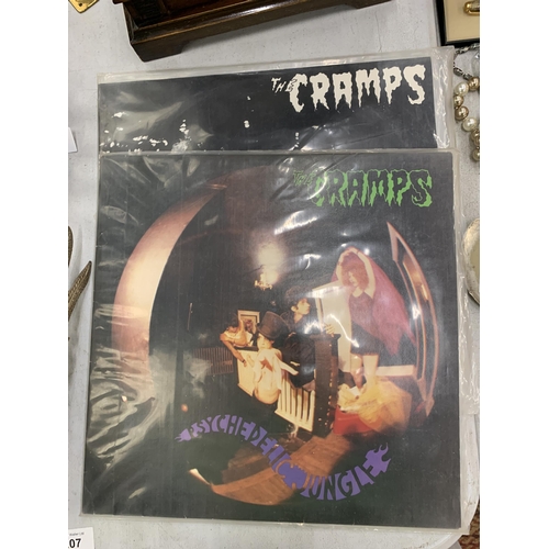 203 - TWO VINYL LP RECORDS OF THE CRAMPS TO INCLUDE, 'PSYCHEDELIC JUNGLE' AND 'GRAVEST HITS'