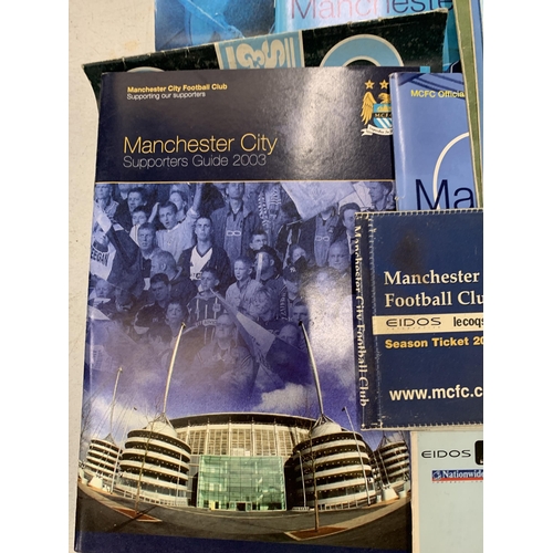 232 - A COLLECTION OF MANCHESTER CITY PROGRAMMES, SEASON TICKETS, ETC