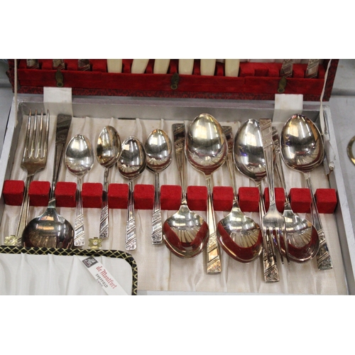 238 - THREE BOXES OF VINTAGE FLATWARE TO INCLUDEA VINERS CANTEEN OF CUTLERY