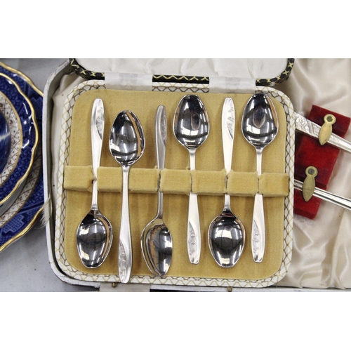 238 - THREE BOXES OF VINTAGE FLATWARE TO INCLUDEA VINERS CANTEEN OF CUTLERY