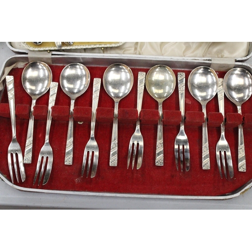 238 - THREE BOXES OF VINTAGE FLATWARE TO INCLUDEA VINERS CANTEEN OF CUTLERY