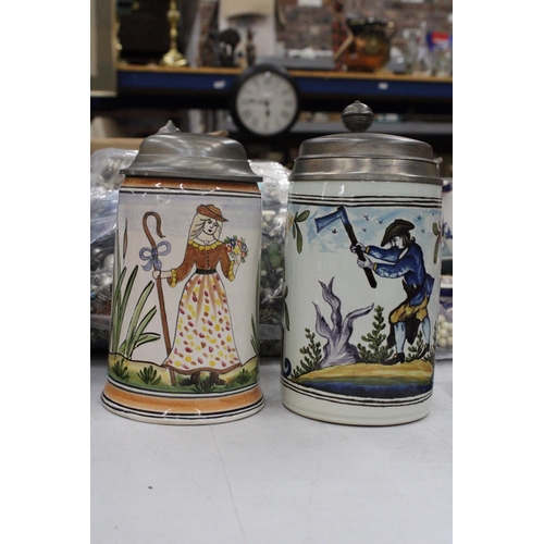 241 - TWO LARGE LIMITED EDITION HAND PAINTED VINTAGE HOLSTEN STEINS, HEIGHT 20CM