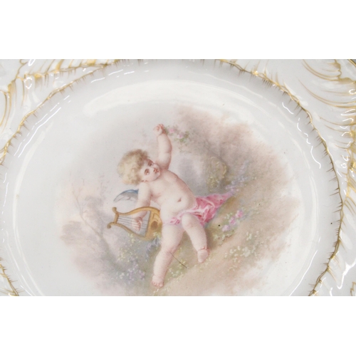 269 - A PAIR OF LIMOGES HANDPAINTED CABINET PLATES, ONE A/F