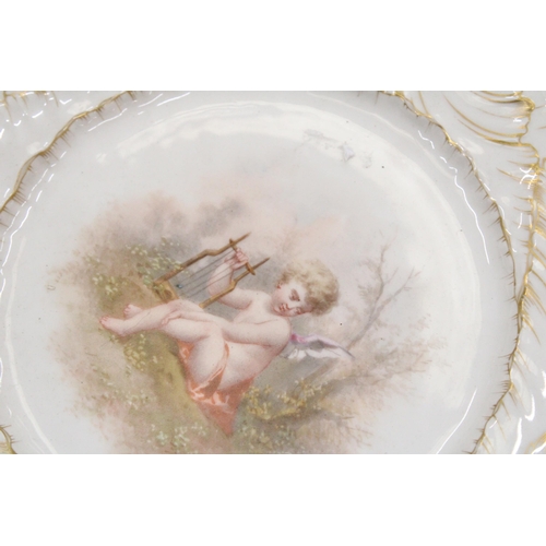 269 - A PAIR OF LIMOGES HANDPAINTED CABINET PLATES, ONE A/F