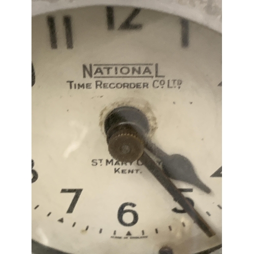 25 - AN OAK STAFSINE NATIONAL TIME RECORDER CO LTD KENT CLOCKING IN CLOCK