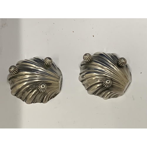 26 - TWO HALLMARKED SILVER SCALLOP SHAPED SALTS