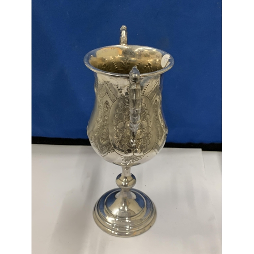 27 - A SILVER PLATED GOBLET GROSS WEIGHT 358 GRAMS