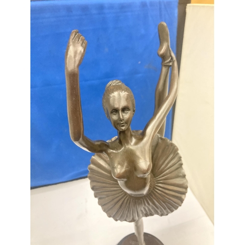 34 - AN ALDO VITALEH BRONZE FIGURE OF A BALLERINA APPROX 40 CM