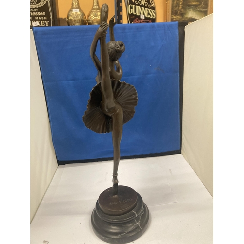 34 - AN ALDO VITALEH BRONZE FIGURE OF A BALLERINA APPROX 40 CM