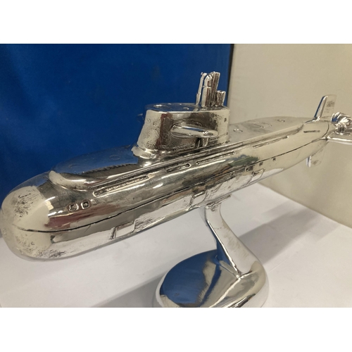 51 - A CHROME MODEL OF A SUBMARINE ON BASE