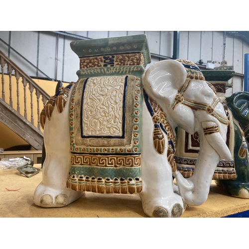 56 - TWO LARGE CERAMIC ELEPHANT PLANT STANDS