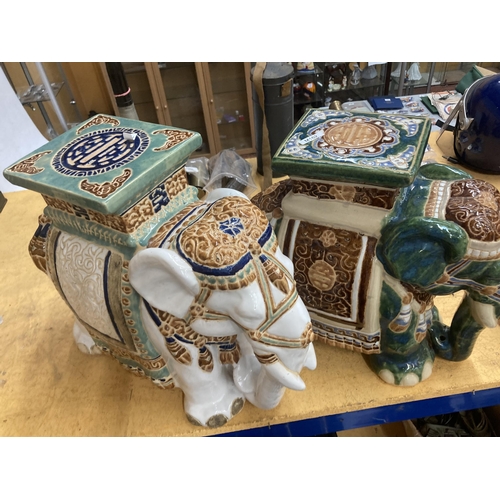 56 - TWO LARGE CERAMIC ELEPHANT PLANT STANDS