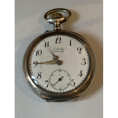 568 - A VINTAGE DANISH SILVER POCKET WATCH - VENDOR DESCRIBES AS IN WORKING ORDER AT TIME OF CATALOGUING