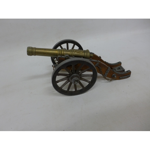 297 - A FRENCH LOUIS XIV NON FIRING MODEL CANNON AND CARRIAGE, 16CM BARREL, LENGTH 29CM