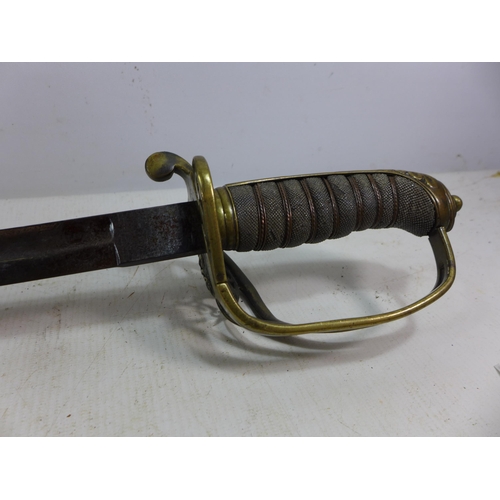 445 - A QUEEN VICTORIA 1845/1854 PATTERN INFANTRY OFFICERS SWORD, 82CM BLADE, LENGTH 96CM