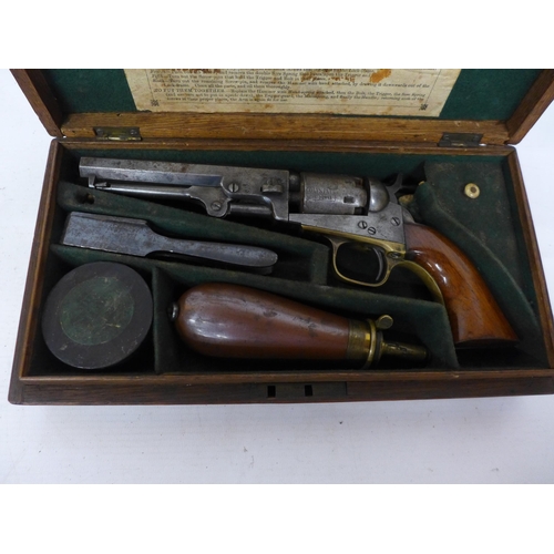 466 - A MID 19TH CENTURY OAK CASED MODEL 1849.31 CALIBRE COLT PERCUSSION CAP FIVE SHOT REVOLVER, 12.5CM BA... 