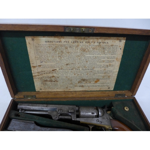 466 - A MID 19TH CENTURY OAK CASED MODEL 1849.31 CALIBRE COLT PERCUSSION CAP FIVE SHOT REVOLVER, 12.5CM BA... 