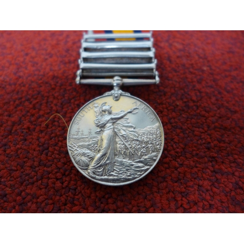 469 - A QUEEN VICTORIA BOER WAR SOUTH AFRICA MEDAL NAMED TO 4570 PRIVATE J ENVIS 20TH HUSSARS, BARS FOR SO... 