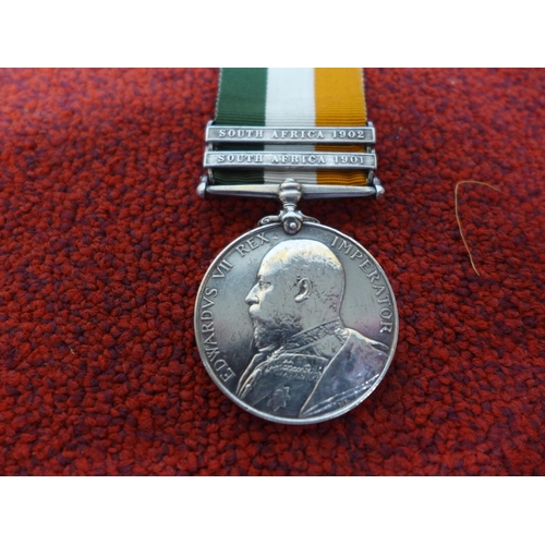 471 - A KING EDWARD VII BOER WAR SOUTH AFRICA MEDAL NAMED TO 2797 S SERGT-MAJOR W. DRURY 20TH HUSSARS, BAR... 