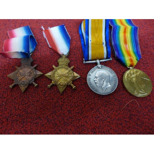 472 - A COLLECTION OF FOUR WORLD WAR I MEDALS COMPRISING TWO 1914 - 15 STARS, WAR MEDAL AND A CIVILISATION... 