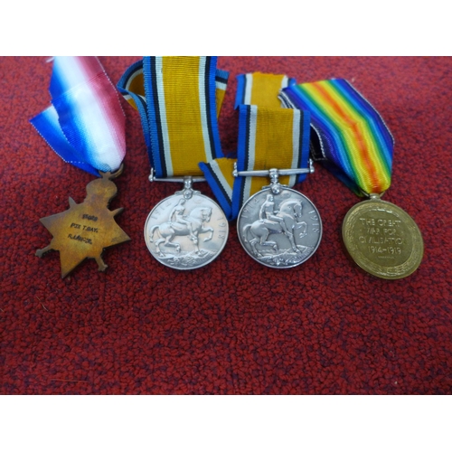 473 - A COLLECTION OF FOUR WORLD WAR I MEDALS COMPRISING 1914 - 15 STAR, TWO WAR MEDALS AND A CIVILISATION... 