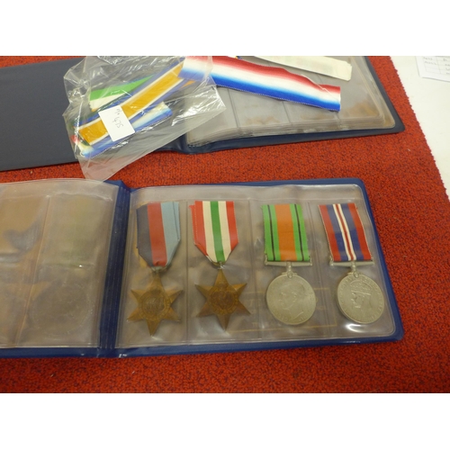 475 - FIVE WORLD WAR II MEDALS 1939 - 45 STAR, AFRICA AND ITALY STARS, 1939 - 45 MEDAL AND A DEFENCE MEDAL... 