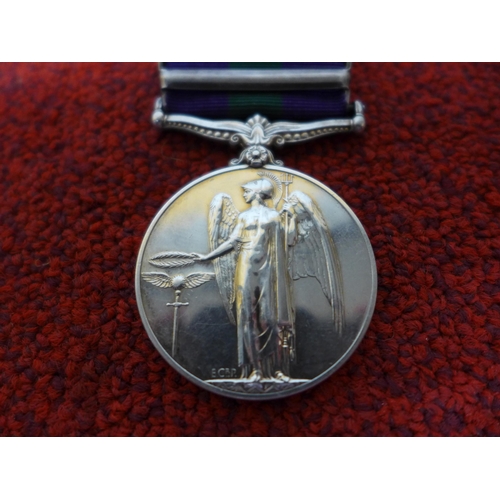 476 - A GEORGE VI GENERAL SERVICE MEDAL WITH PALESTINE 1945 - 48 BAR, AWARDED TO 19075857 SIGNALMAN H. ROW... 