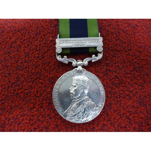 481 - A GEORGE V INDIA GENERAL SERVICE MEDAL WITH AFGHANISTAN N.W.F 1919 BAR, AWARDED TO 715 SARWAN HAIDER... 