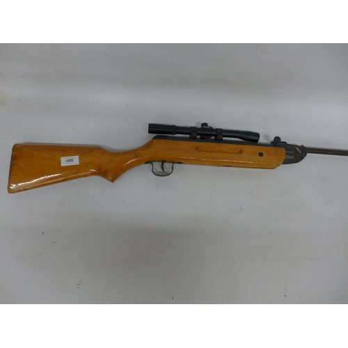 486 - A .22 CALIBRE AIR RIFLE, 48CM BARREL, EDENBERG GMBH 4X20 TELESCOPIC SIGHT