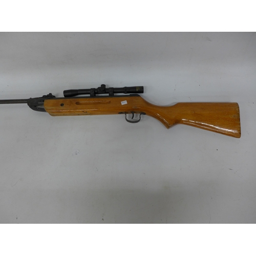 486 - A .22 CALIBRE AIR RIFLE, 48CM BARREL, EDENBERG GMBH 4X20 TELESCOPIC SIGHT