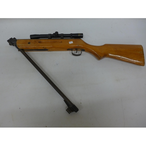 486 - A .22 CALIBRE AIR RIFLE, 48CM BARREL, EDENBERG GMBH 4X20 TELESCOPIC SIGHT