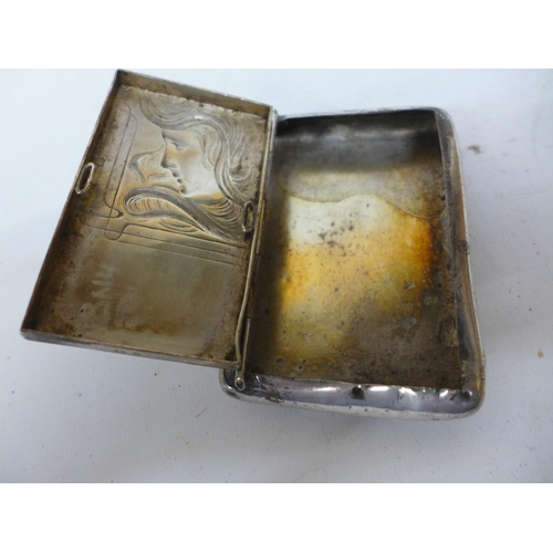 488 - A MILITARY PRESENTATION ART NOUVEAU SILVER PLATED CIGARETTE CASE DATED 1904, PRESENTED TO COLOUR SER... 