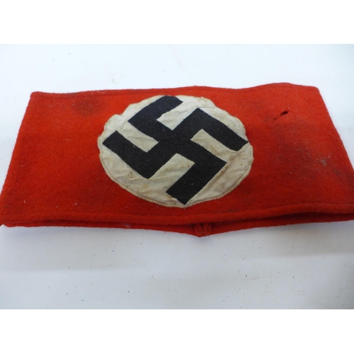 489 - TWO WORLD WAR II NAZI GERMANY ARMBANDS AND A LETTER DATED 1945