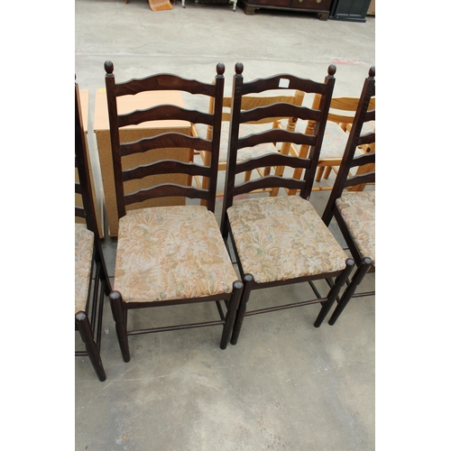 2907 - A SET OF SIX OAK LADDER BACK DINING CHAIRS