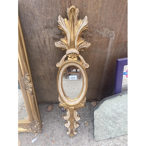 2976 - A 19TH CENTURY STYLE GILT OVAL WALL MIRROR, 29