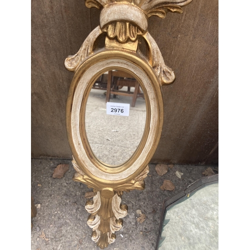 2976 - A 19TH CENTURY STYLE GILT OVAL WALL MIRROR, 29