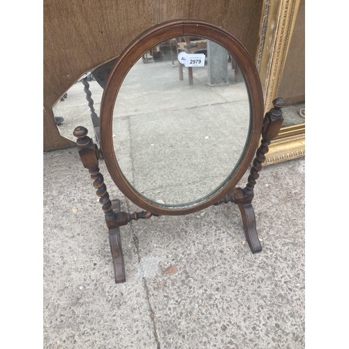 2979 - A BARLEY-TWIST SWING FRAME DRESSING MIRROR