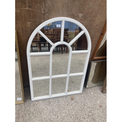 2983 - AN ARCHED TOP TEN DIVISION WALL MIRROR, 40