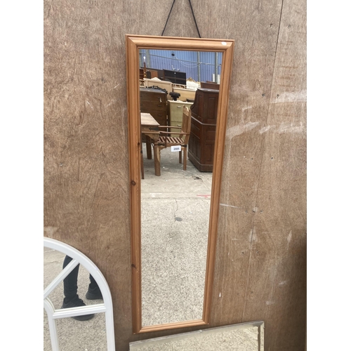 2985 - A PINE WALL MIRROR, 51