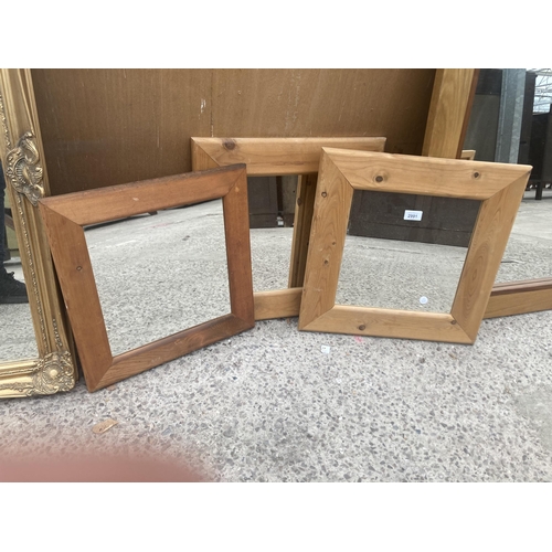 2991 - THREE PINE FRAMED WALL MIRRORS